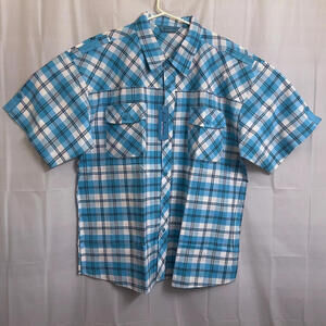 NWT Evolution in Design Button Up Shirt Men's 4XL Blue / White Plaid